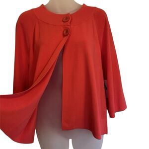 Cable & Gauge Swing Jacket Button Front Knit 3/4 Sleeve Minimalist L Watermelon